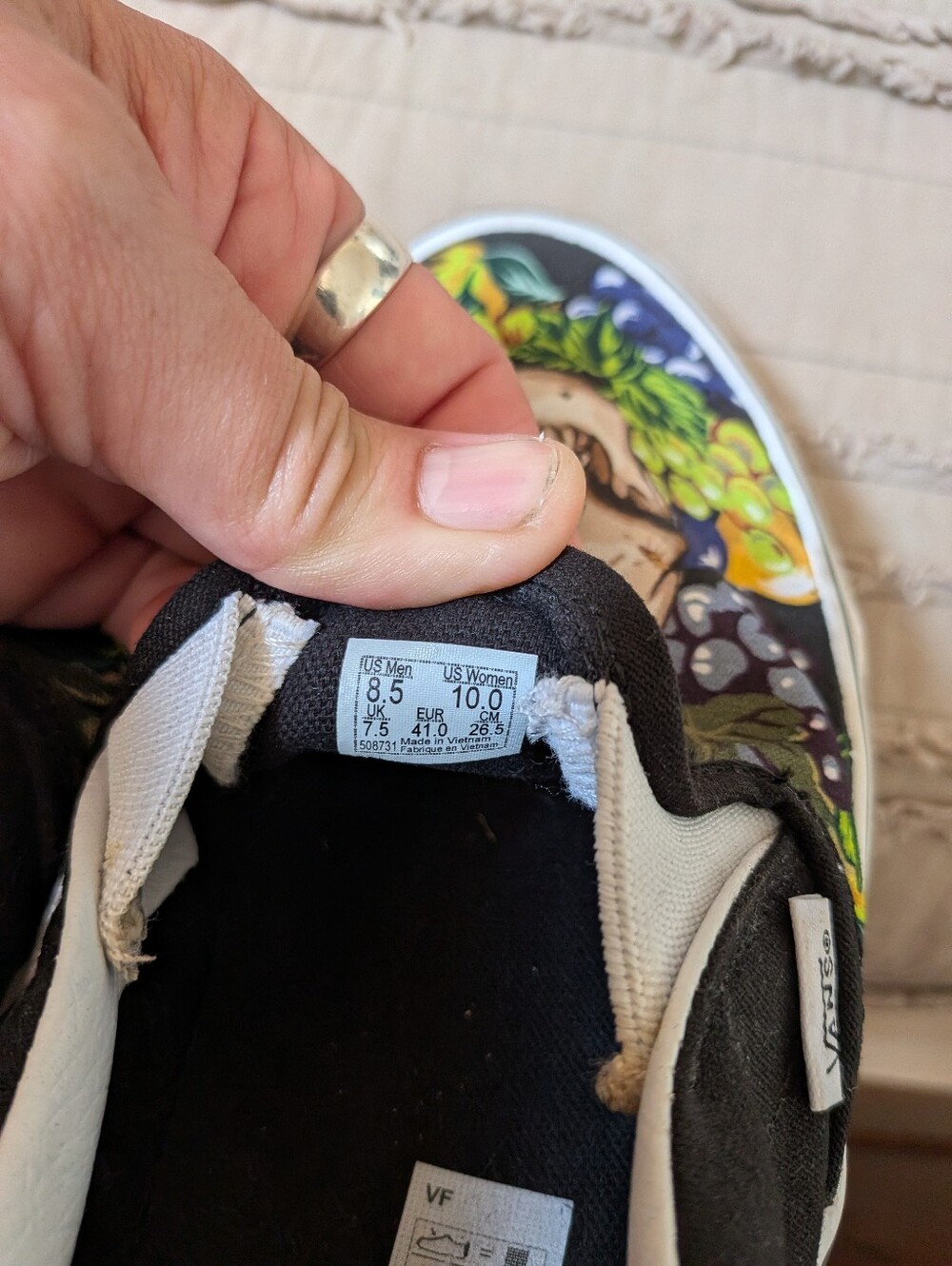 Vans Black Canvas Low-Top Sneakers with Colorful Floral Toe - Picture 2 of 4